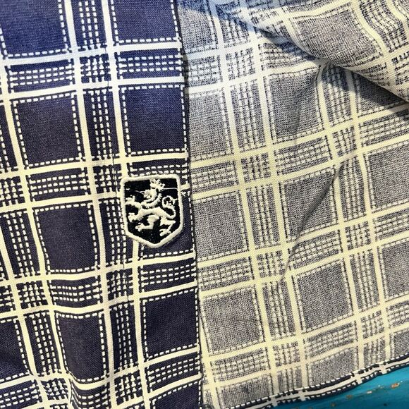 Mens Nat Nast Luxury SS Shirt L Silk Blend Blue White Check Casual - Picture 7 of 9